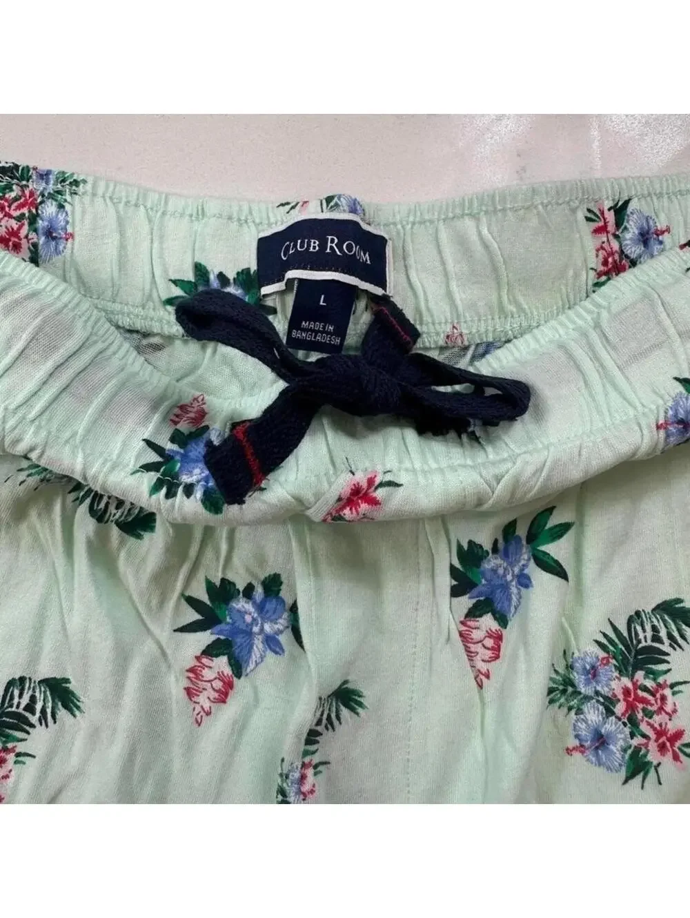 Club Room Men’s Floral Pajama Lounge Set Mint Green Shirt Shorts NWT Large